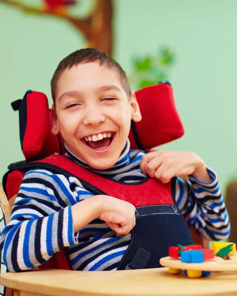 Special educational needs pupil in a wheelchair